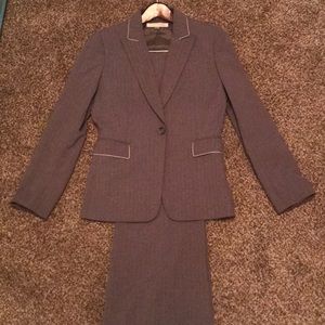 Tahari Pinstripe Lined Business Pant Suit